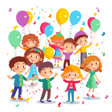 pngtree party clipart children celebrate birthday party with balloons and streamers in png image 6812804